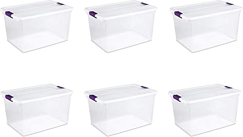 Sterilite 66 Quart Multipurpose Clearview Storage Tote Container with Secure Latching Lid for Home or Office Organization, (18 Pack)