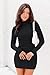 VICHYIE Women Dress Mock Neck Bodycon Ribbed Long Sleeve Fall Mini Black S