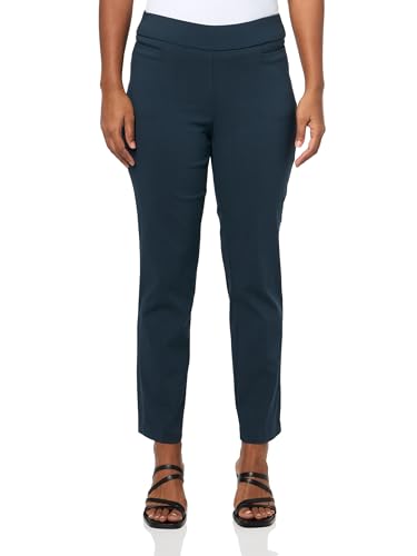 Briggs New York Womens Super Stretch Millennium Welt Pocket Pull On Career (Average & Short Length) Pants, Gravity Blue, 14 US