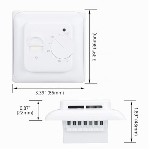 Wengart Thermostat für Fußbodenheizung WG01,AC230V 16A Elektroheizung Unterputz mit 3m fühler weiß