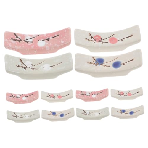 CATIEBYE 12個 和風セラミック箸置き入り 粉青赤青各色 箸スプーンフォーク用滑らかで清潔簡単 キッチンテーブル用安定したカトラリーホルダ