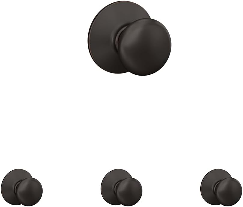 SCHLAGE Plymouth door knob - passage (pack of 4) aged bronze