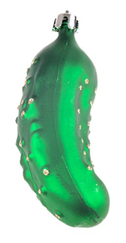 Clever Creations Pickle Christmas Ornament Set Metallic Pickles In Green | 3 Pack | Festive Holiday Décor | Lightweight Shatter Resistant | Hangers Included | 1.5" X 4.5" #TOP1