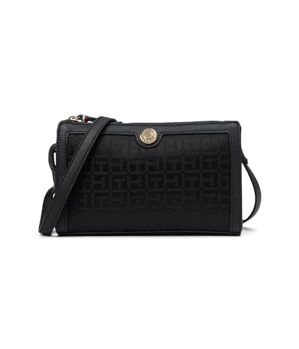 Tommy Hilfiger Bolsa tiracolo Wilder II com zíper superior, Tonal preto, Small