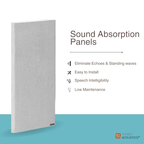 Image of Timber Acoustics | Sound Absorption Panels | Sound proofing for Room | Rockwool | Pine-wood | Room Acoustics & Soundproofing | Noise Absorber for Home | 2' x 4' x 1 inch [SET OF 4] NRC > 0.90 (Grey)