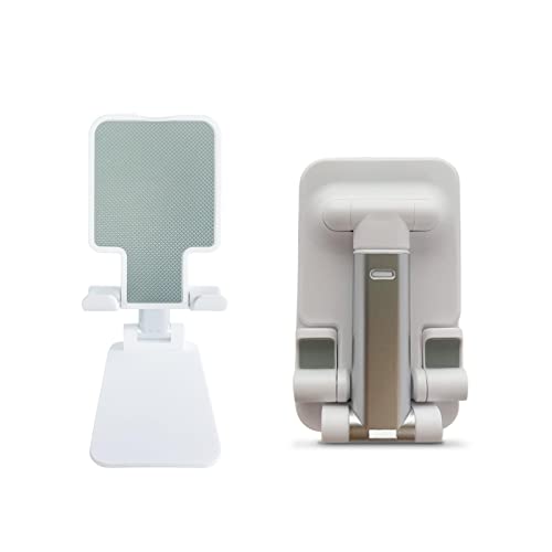 OZSENFLINT Handyhalter Schreibtisch Verstellbarer Faltbarer Handy Ständer/Tablethalter Kompatibel mit iPhone 13/13 Pro/12/11/ Xs Max/ X/8/7/6, Samsung S10/S9 und Tablet mit 4,7-11 Zoll (Weiß) Cover