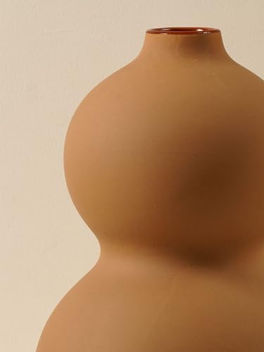 Image of PUREZENTO Oreo Big Vase Brown Matte Finish Ceramic Designer Flower Vases for Home, Decoration, Centre Table, Bedroom, Side Corner Beautiful Decorative Vases with Unique Quality