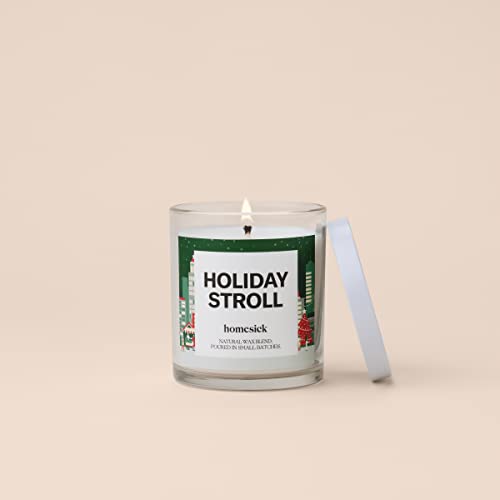 Homesick Premium Scented Candle, Holiday Stroll - Scents Of Red Currants, Sugar Plums, 7.5 Oz, 30-35 Hour Burn, Gifts, Soy Blend Candle Home Decor, Relaxing Aromatherapy Candle #TOP1
