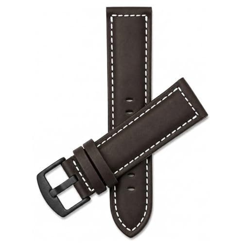 Image of Bandini Mens XL Extra Long Leather Watch Band or Regular Strap, Classic or Buffalo Pattern - 4 Colors, With or Without Stitch - 18mm 20mm 22mm 24mm 26mm 28mm 30mm Leather Watch Band for Men