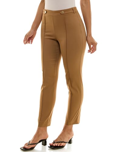 Zac & Rachel Women's Pull-on Ankle Length Pant with Front Seam and Waist Button Tab's3