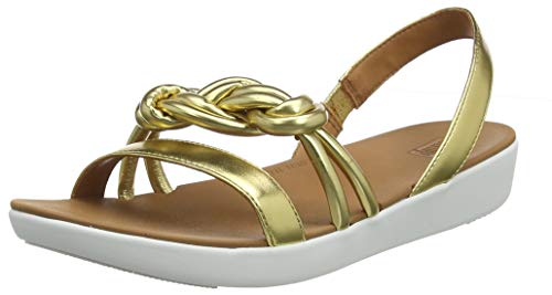 FitFlop Swirl Knot Jasmin Sandal, Sandalias de Punta Descubierta para Mujer, Dorado (Artisan Gold 667), 38 EU