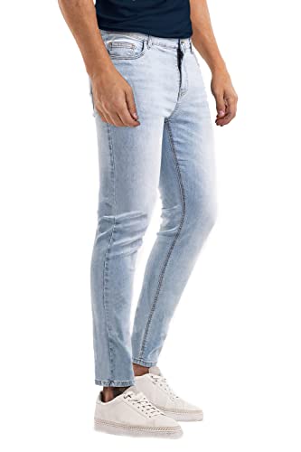 Mens Slim Fit Jeans Light Blue Lightweight Stretch Jeans for Summer Denim Pants for Men Skinny 323