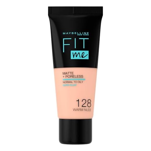 Maybelline New York, Base de Maquillaje que Calca a tu Tono Fit me! Mate y Afinaporos, Color: 128 Warm Nude