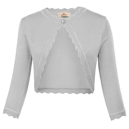 Women Open Front Bolero Shrug Jacket Cardigan Silver Gray Xxxl #TOP4