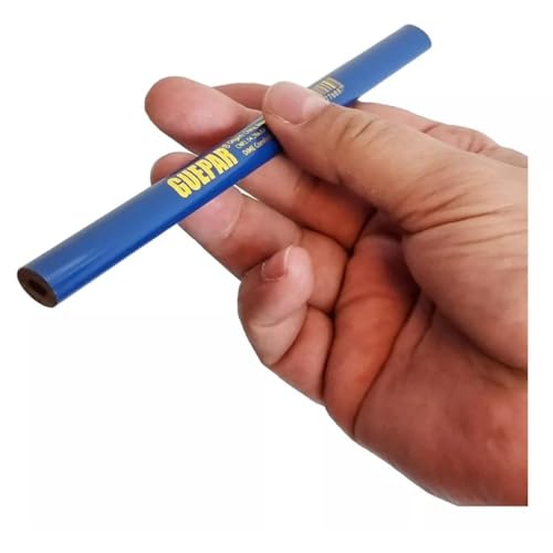 Kit 11 peças Lápis Carpinteiro Azul Marceneiro Pedreiro Obra mais estilete 18mm