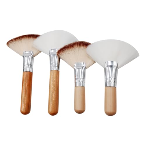 UUYYEO 4 Pcs Facial Fan Brush Face Makeup Brushes Highlighting Make Up Brush Highlighter Blush Brush Cosmetic Applicator Brushes Esthetician Brushes for Loose Powder Mud Cream