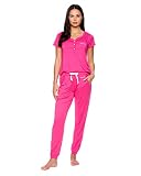 bebe Womens Pajama Sets - Short-Sleeve Pajamas for Women with Lace Accents - PJ Set for Women (Fuchs