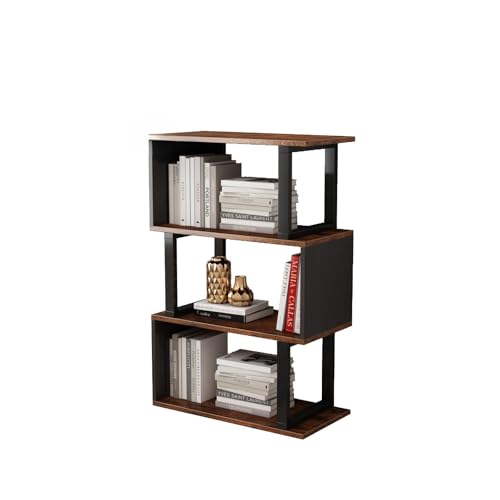 オープンシェルフ S字 ジグザグラック 4段 棚 幅60×奥行25×高さ95cm おしゃれ 本棚 ディスプレイラック 間仕切り