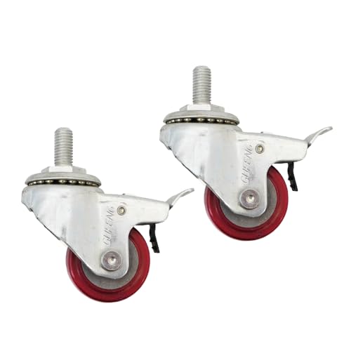 KIKAIYA 自在キャスター ネジ式 ブレーキ付 ウレタン車輪 2個セット 50mm ねじ込み式 ボルト M12 ノーパンクタイヤ DIY 台車 キャスター SET-CASTER-08JBN