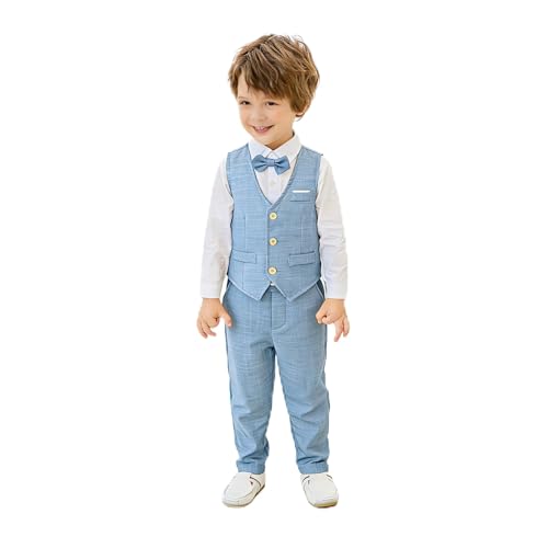 Image of Baby Boys' 4-Piece Vest Set with Dress Shirt, Vest, Pants, and Tie