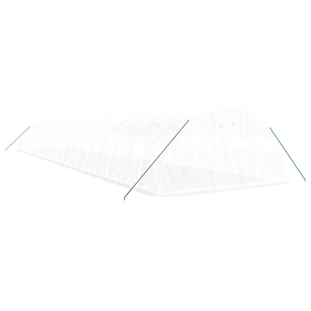 Szklarnia ze stalową ramą, biała, 20 x 4 x 2 m, tunel foliowy PE z osłoną 140 g/m², 4 boczne okna z siatki, drzwi z zamkiem błyskawicznym do wysiewu i uprawy