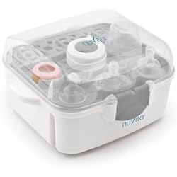 Nuvita 1085 | Esterilizador Biberones Microondas | Ultra Compacto 25 cm Cabe en TODOS los Microondas | Compartimento Chupetes y Tetinas Bebés | Asas Anti-Quemaduras | Sin BPA | Marca EU | Blanco