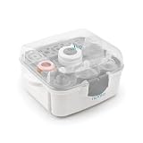 Nuvita 1085 Stérilisateur à vapeur pour biberons, tétines et accessoires pour four à micro-ondes - Stérilise jusqu'à 3 biberons à col large et des accessoires en 2 minutes - Compact et portable, il est équipé de poignées anti-brûlures et est exempt de BPA et de phtalates.