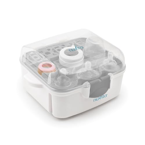 Nuvita 1085 Mikrowellen Sterilisator |Babyzubehör Desinfektionsgerät | Mikrowellen Dampfvaporisator | Sterilisiergerät | Sauger, Babyflaschen&Zubehör Dampfsterilisator |FREI von BPA| EU Markenprodukt