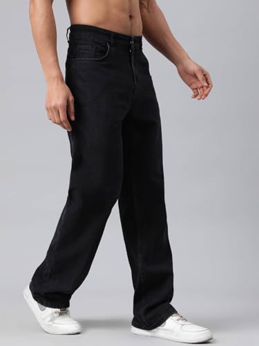 Image of KOTTY Men's Solid Dark Void Button Straight Fit Jeans