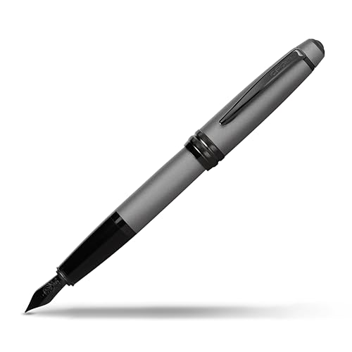 Image of Cross Bailey Matte Gray Refillable Fountain Pen - Medium Point, Black Ink, Smooth Writing, Presented in a Premium Gift Box