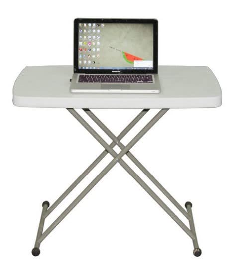 Mesa plegable ajustable de plástico HDPE para jardín, 3 ajustes de altura, mesa de comedor para interiores y exteriores, 76 x 50 cm, color blanco, perfecta para picnics y eventos