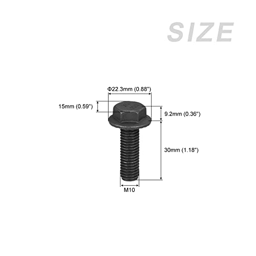 METALLIXITY Flanged Hex Head Bolts (M10x30mm) 10pcs, Hexagon Serrated Flange Bolt Fully Thread Screw - Image 2