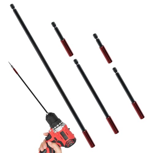 5 Pieces Magnetic Bit Holder for Impact Drivers, Includes 50mm, 60mm, 100mm, 152mm, and 300mm Steel Magnetic Screwdriver Extension Bars, 1/4 Inch Drill Bit Hex Extension Bar/Tool Holders and Adapter