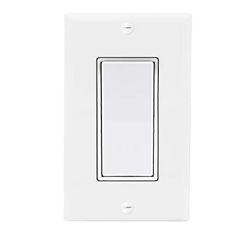 Maxxima Single Pole Decorative Wall Switch On/Off White 15A, Rocker Light Switch Wall Plates Included (10 Pack) #TOP3