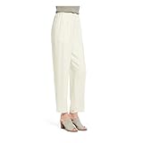 Eileen Fisher Bone Silk Georgette Crepe Straight Ankle Pant L XL (XL)