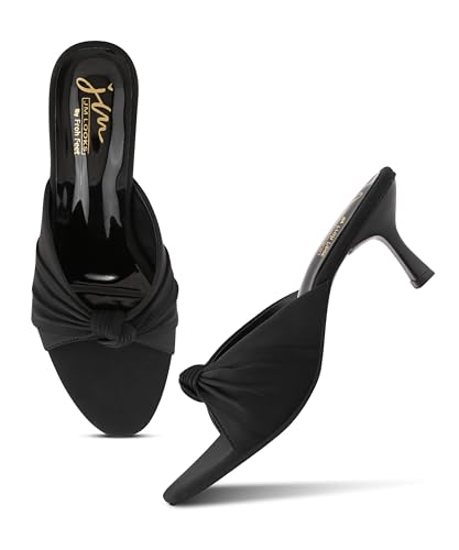 Image of JM LOOKS Women Elegant Knot Front Kitten Heel Sandals Stylish Slip On Low Block Dress Mules
