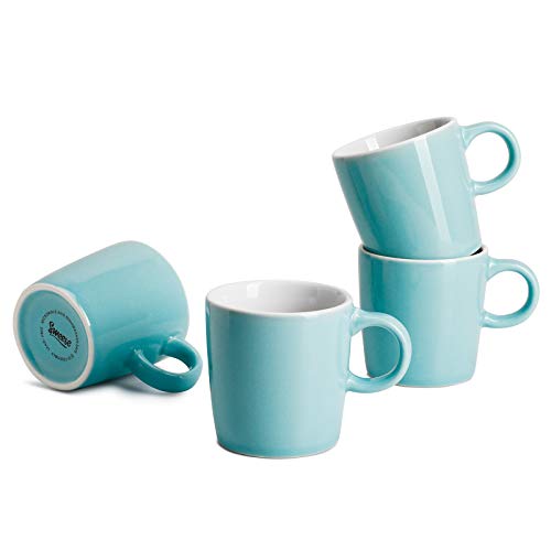 Image of Sweese 3.5oz Porcelain Espresso Cups Set of 4, Mini Coffee Mugs Demitasse Cups - Turquoise