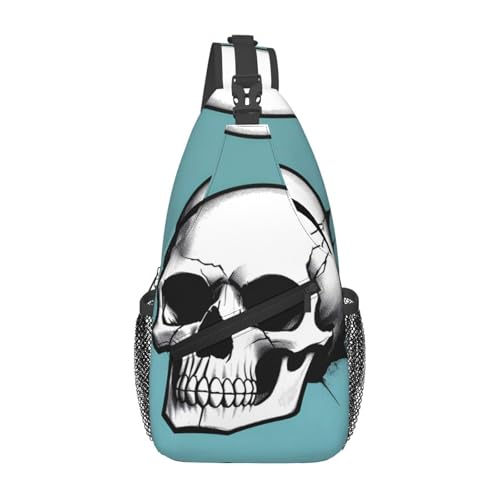 Sac de poitrine croisé durable et spacieux aux finitions soignées avec motif tête de mort