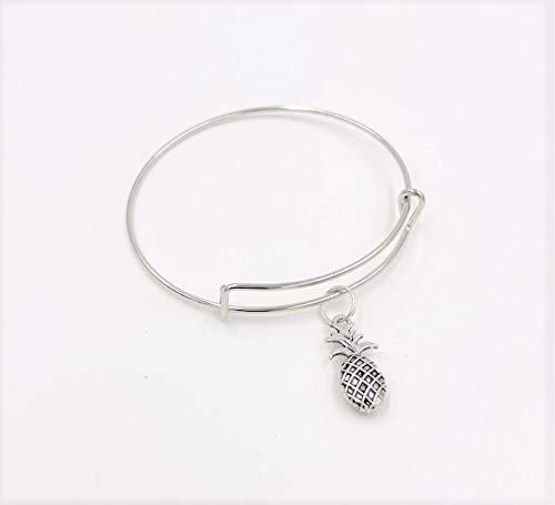 Pineapple Charm Bangle Bracelet, Gifts for Women