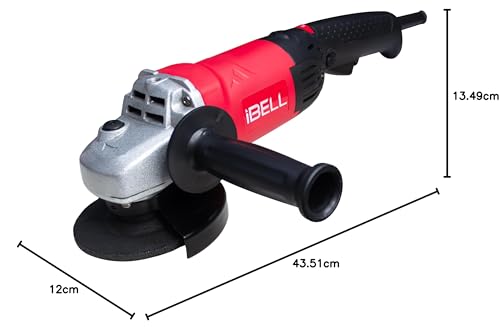 Image of iBELL Angle Grinder AG25-50S, 5 inch / 125mm Disc Dia,1400W Heavy Duty, Copper Armature,0-9000 RPM with Side Handle and Guard