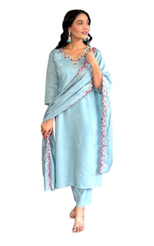 Tenue Traditionnelle Chikankari Broderie Florale Raffinée