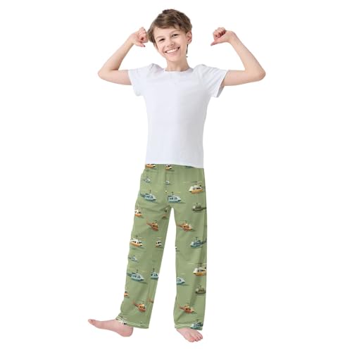 Helicopters Cute Pattern Pajama Pants Soft PJ Bottoms Lounge Pants for Sleepwear Sport Size 6–14 Years3