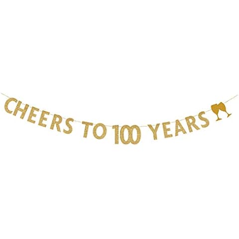 MAGJUCHE Gold glitter Cheers to 100 years banner,100th birthday party decorations Cover