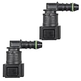 Tuxihapp 2PCS Plastic Fuel Line Quick Connector - Bundy Female 5/16' Tube to Male 5/16' Barb Fuel Hose Adapter Connector, 90 Degree Fuel Line Connectors Quick Plugs for Most Cars (90Degree)