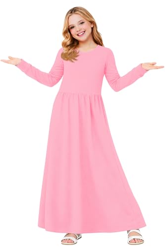 Image of Deerose Girls Maxi Dress Short Sleeve Casual Long Dresses with Pockets 5-14 Years