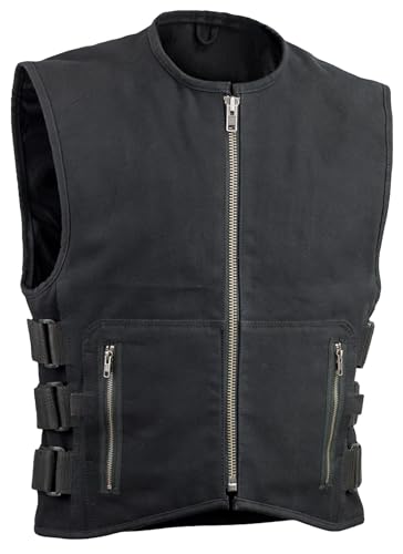 First Mfg Co - Knox - Men's Motorcycle Biker Riding Black Canvas Vest