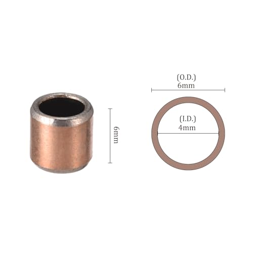 Kozelo 3 Stück 0406 Gleitlager - [4mm Bohrungsdurchmesser x 6mm Außendurchmesser x 6mm Länge] Gewickelte ölfreie Buchsen für Gleitbewegungen von Maschinenanwendungen