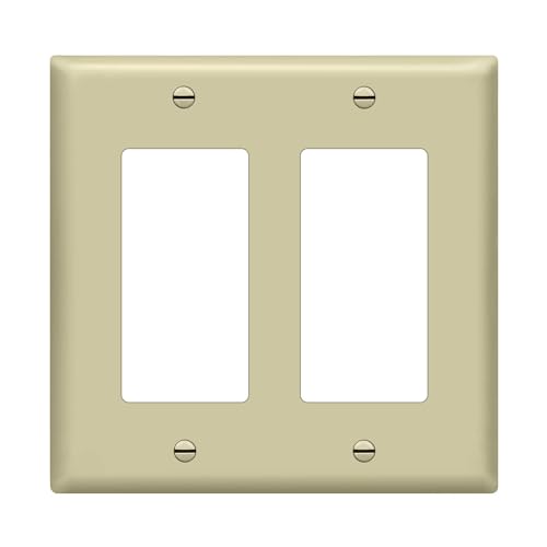 Image of ENERLITES 2-Gang Ivory Decorator Light Switch Outlet Wall Plate Cover