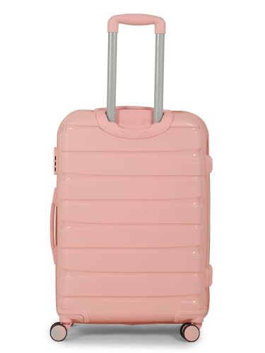 Image of Teakwood MA Trolley Bag, Hard with Zipper Closure, Adjustable Push Button & Cross Side Strap, Number Lock System 360 Degree (Medium, Rose)