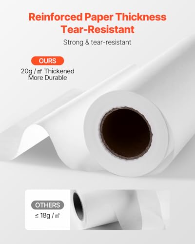 VEVOR Einwegauflagen für Gesichtskissen und Massageliege, 25 Packungen 216 mm x 68,58 m, Einweg-Kopfstützenpapier, ideal für Massage-, Untersuchungs- und Chiropraktiktische, weiß